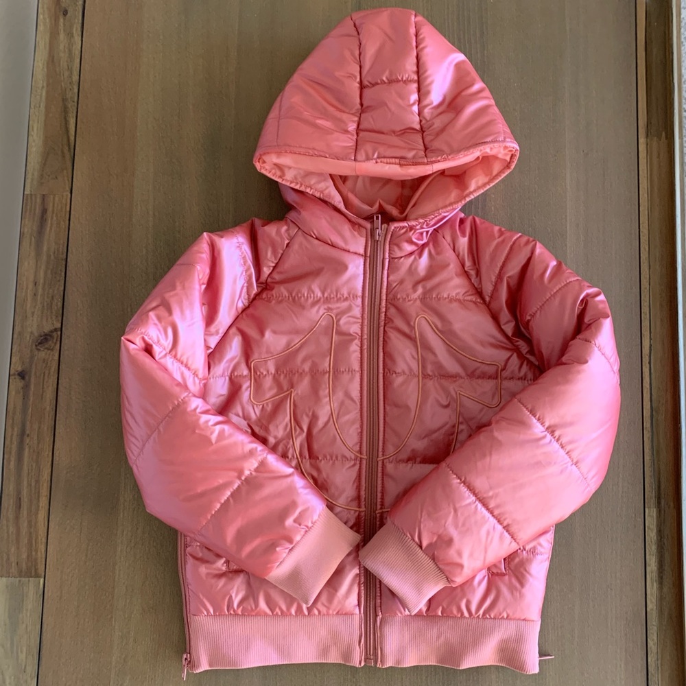 True Religion Girls Pink Quilted Jacket size M
